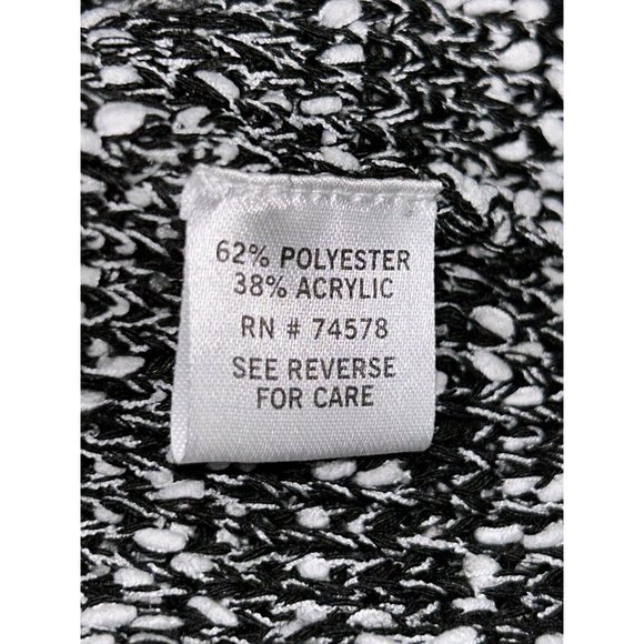 Cache Sz MEDIUM Black White Open Shawl Collar Sleeveless Cardigan Sweater EUC - Picture 7 of 8